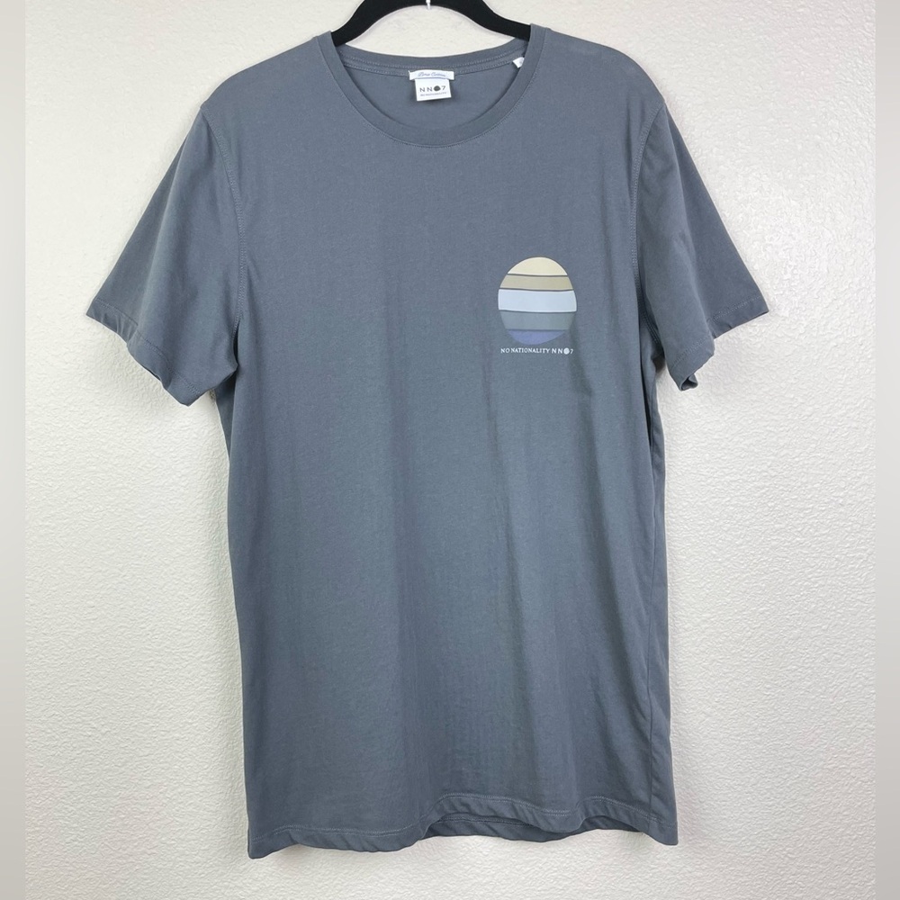 NN07 Men's Small  Pima Cotton Graphic Tee No Nationality T-shirt 3208 Grey Top